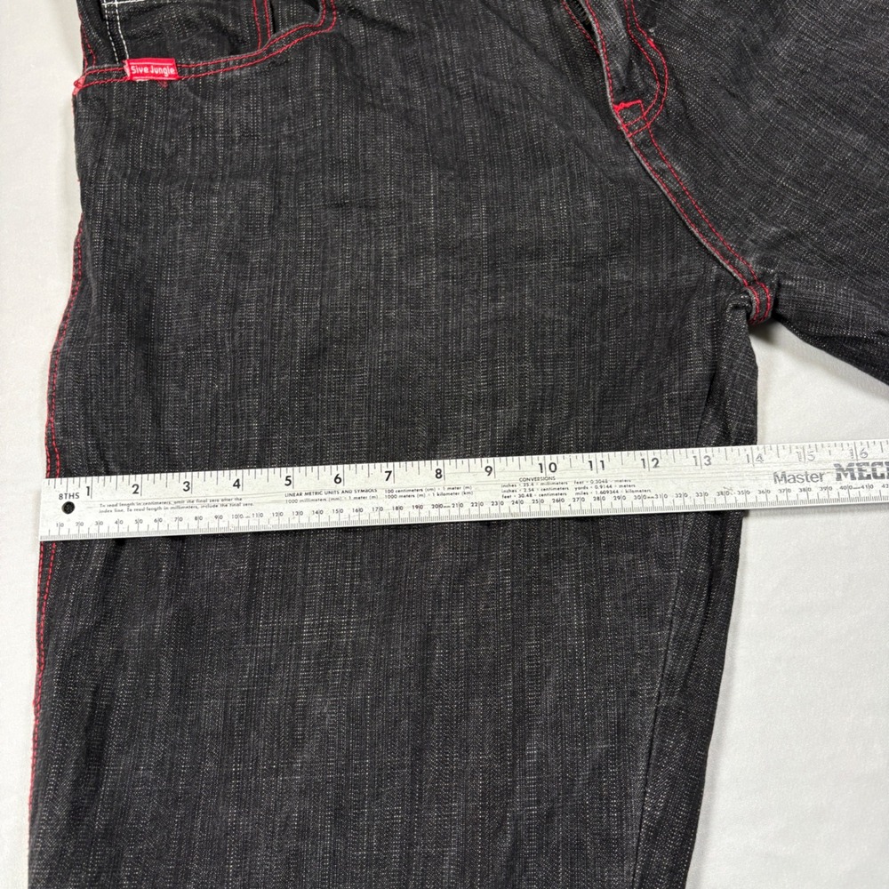 5ive Jungle & Co. Jeans Mens 40x34 Black Red Stitch Streetwear Baggy Y2K - Picture 10 of 12